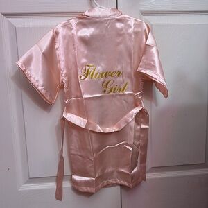 Kid Girl Pink Flower Girl Robe - Size 4